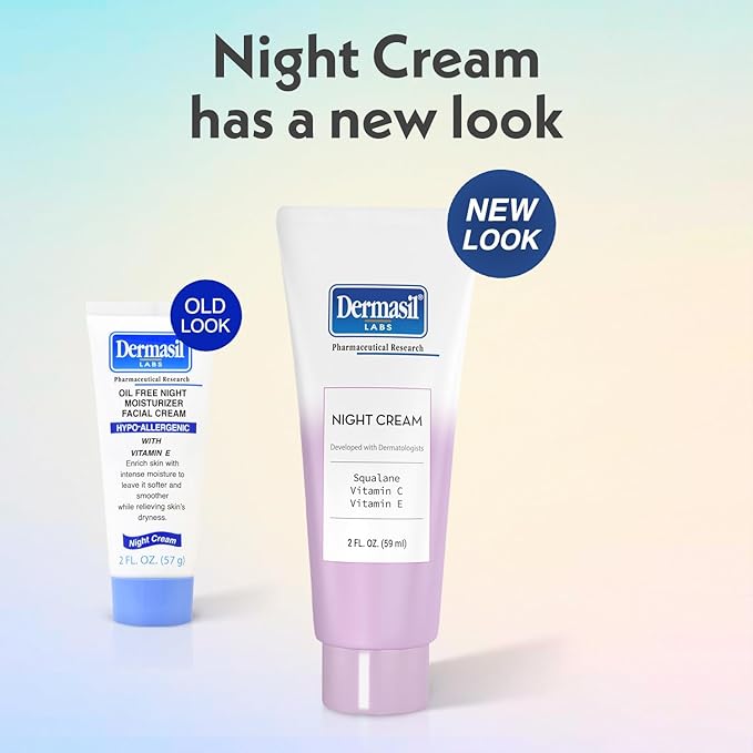 Dermasil Night Cream 3-Pack β Anti-Aging Face Moisturizer with Squalane, Hyaluronic Acid, Vitamin C, and Vitamin E, 2 Oz Ea
