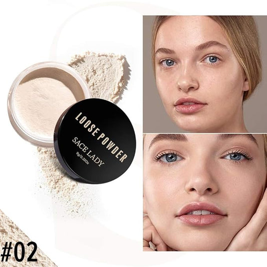 Oil Control Loose Powder Setting Make Up Waterproof Poreless Long Lasting Soft-Matte Face Powder Makeup, 0.32Oz (02)