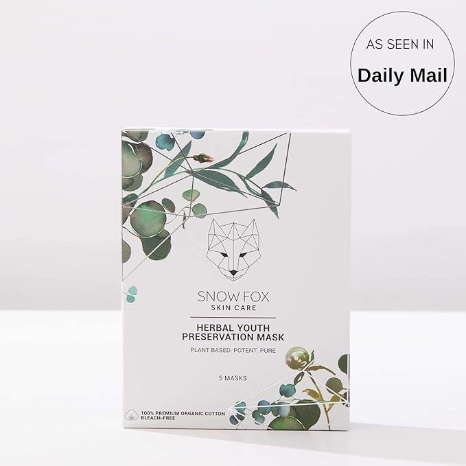 Snow Fox Herbal Youth Mask β 1 Pack Anti-Aging, Hydrating and Firming Mask with Super Greens Herbs that Boost Collagen and Elasticity Production for a Radiant Youthful Glow