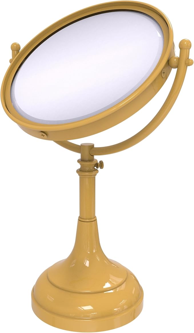 Allied Brass DM-1/4X-SGL Height Adjustable 8 Inch Vanity Top Make-Up Mirror 4X Magnification, Spanish Gold