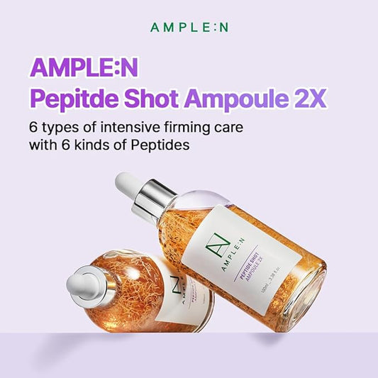 AMPLE:N Peptide Shot 2X Ampoule β Intensive Age Defying Concentrate Face Serum with Peptide Threads β Erasing Wrinkles and Improve Firmness β Lifting Sagging Skin β Plump, Repairs Skin, 3.38 fl.oz.