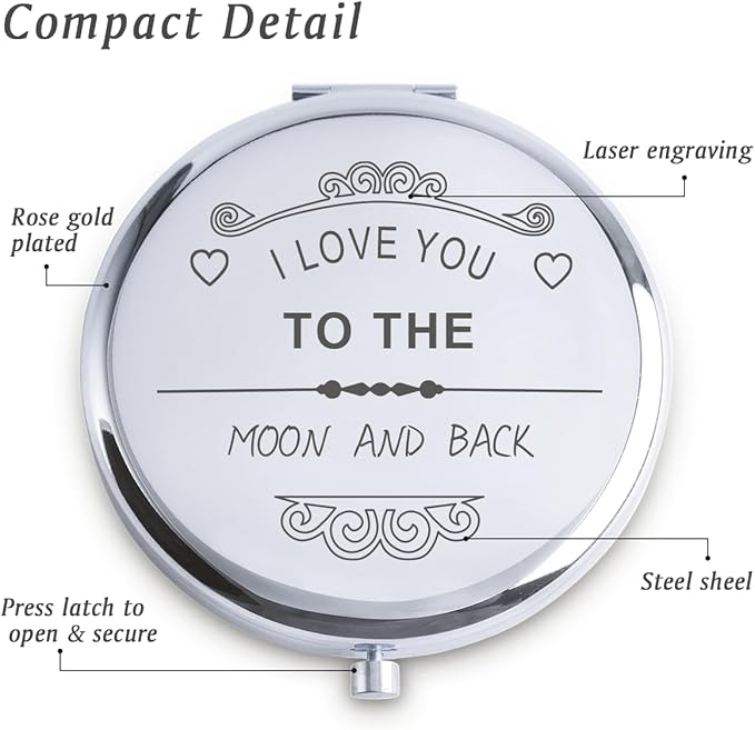 Personalized Gifts for Women Girls, Inspirational Compact Mirrors, 2025 Graduation Gifts for Her, Unique Mothers Day Birthday Gifts for Mom Sister Wife Daughter Niece, Friendship Gifts for Friends