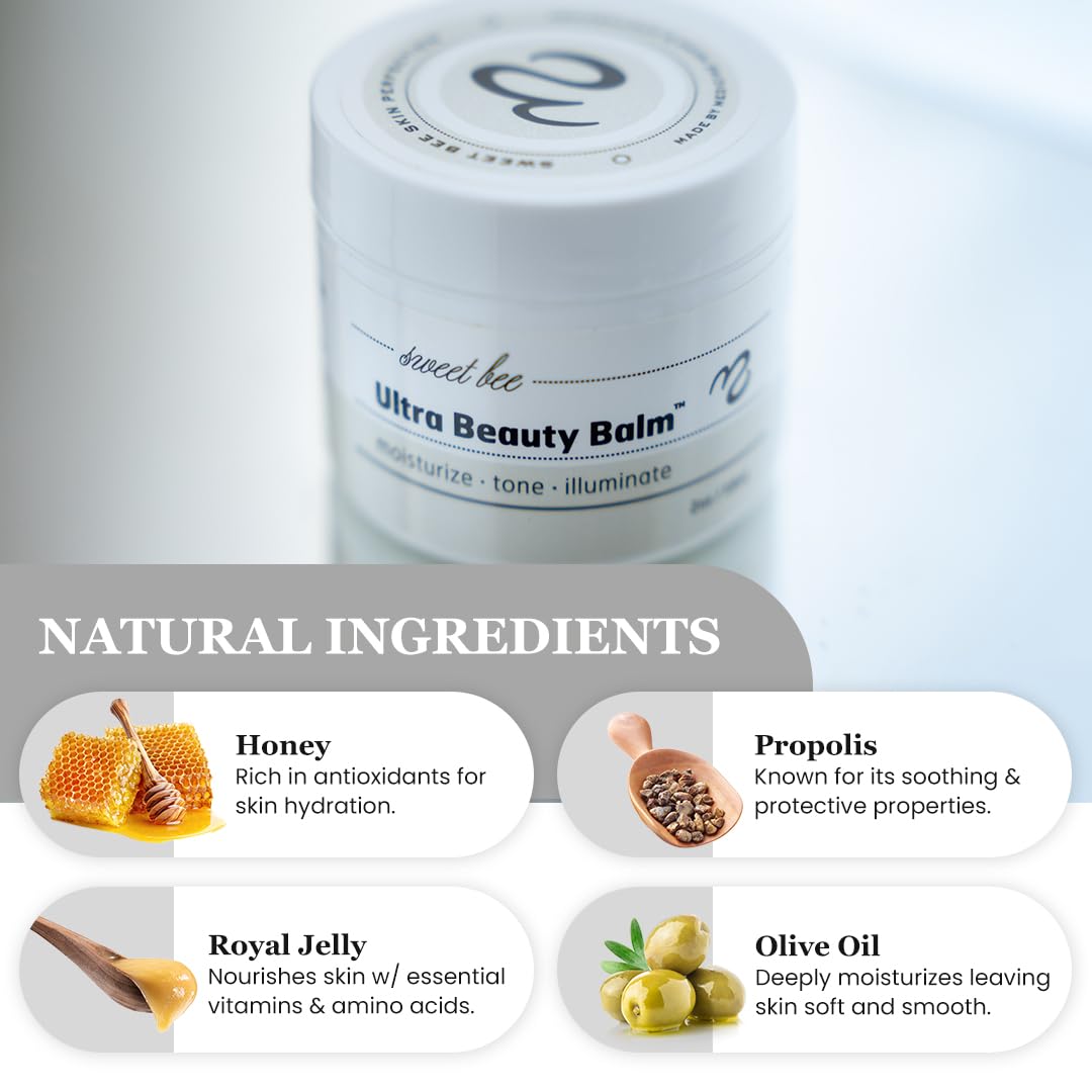 Sweet Bee Naturals Ultra Beauty Balm β Certified Organic Moisturizer Face Cream, Hydrating, Anti-Aging, Soothing, Firming, & Nourishing Facial Moisturizer, Face Lotion with Honey & Beeswax 2 oz