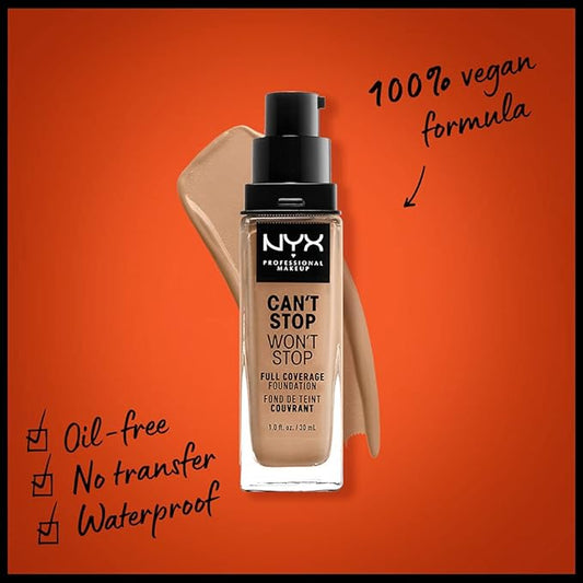 NYX PROFESSIONAL MAKEUP Can't Stop Won't Stop Foundation, 24h Full Coverage Matte Finish - Neutral Buff