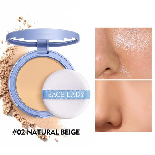 SACE LADY Full Cover Liquid Concealer and Face Pressed Compact Powder Makeup Set, Flawless Lasting Oil Control Face Makeup Kit 2Pcs