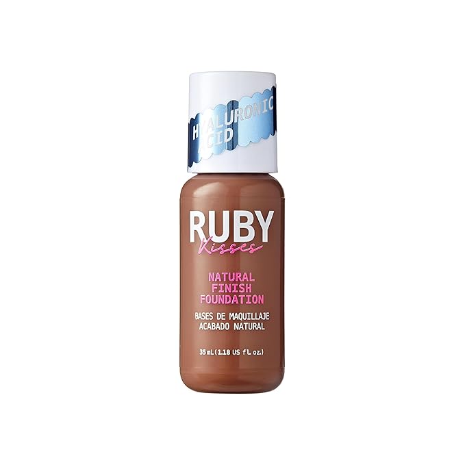 Ruby Kisses No More Blemish Liquid Foundation with Hyaluronic Acid, Blemish Control, Semi Matte Medium Coverage, Buildable Long Lasting, Lightweight