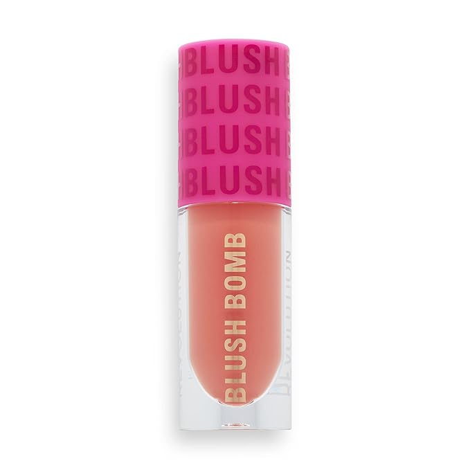 Revolution Beauty, Blush Bomb Cream Blusher, Lightweight Makeup & Creamy Formula for a Dewy Finish, Enriched with Vitamin E, Glam Orange, 0.15 Fl. Oz.