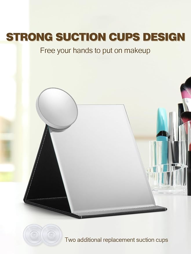 10X Magnifying Mirror with 2 Suction Cups, 3.5 inches Magnified Makeup Mirror and Slant Tweezers,Grey,1PC