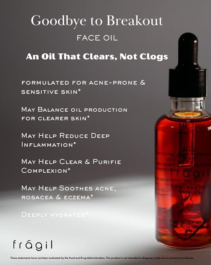 Goodbye to Breakout Face Elixir β Hydrating Face Oil for Women | Natural, Cruelty-Free, Plant-Based Vitamin C Oil for Oily & Troubled Skin + Acne-Prone Skin Treatment | Handcrafted in USA β 1.69 fl oz