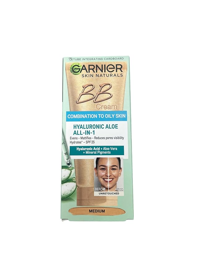 Garnier Skin Naturals Combination to Oily Skin Hyaluronic Aloe All-in-1 BB Medium Cream, 50ml