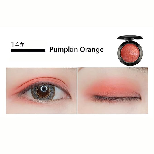 Mallofusa Single Shade Baked Eye Shadow Powder Palette Glitter Makeup Kit in Shimmer 15 Metallic Colors (Pumpkin Orange) 8g/0.28oz