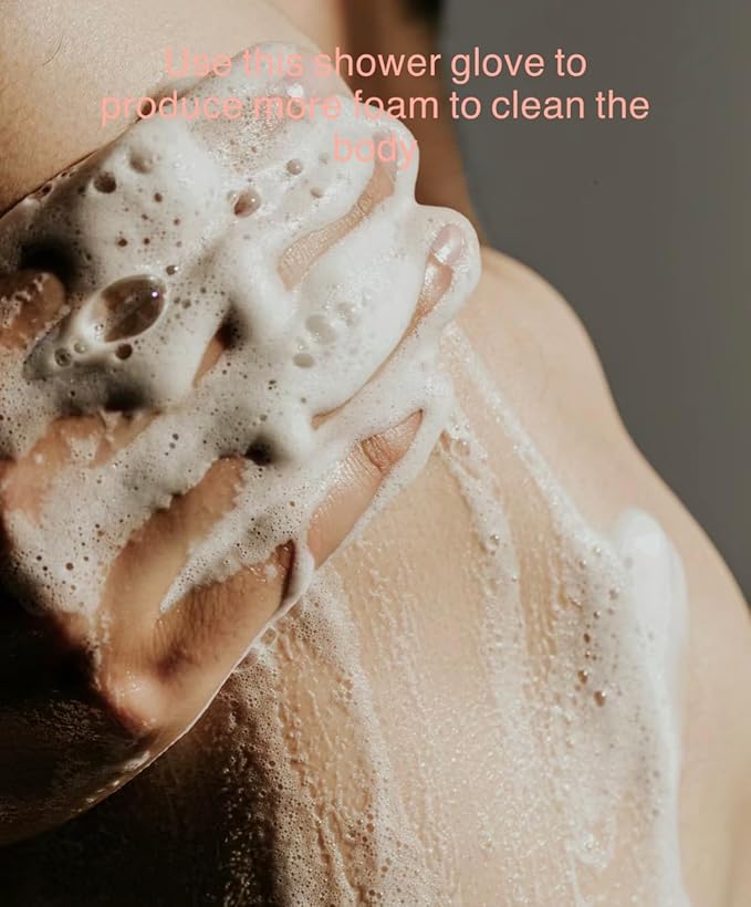 Elastic Exfoliating Bath Gloves, 6 Pairs (12 Pieces), One Size, Suitable for Sensitive & Dry Skin