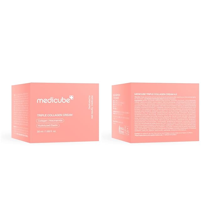 medicube Triple Collagen Cream - Hydrating & Firming Moisturizer with Hyaluronic Acid, Premium Elastin, Shea Butter - Wrinkle Care & Boosts Elasticity - Korean Skincare, 1.69 oz