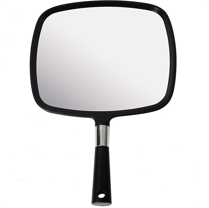 MIRRORVANA Large Hand Mirror with Comfy Handle - Black Portable Handheld Mirror - 9" x 13"