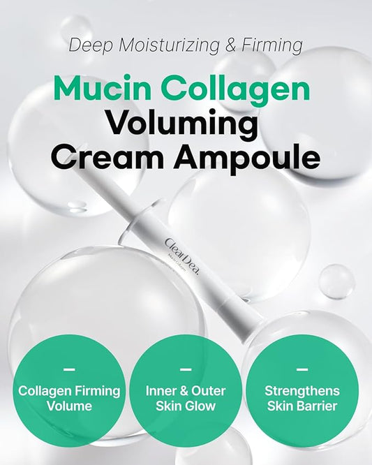 Mucin Collagen Cream Ampoule for face β Collagen-Powered Hydrating & Firming Skincare, Non-Greasy, Revitalizing Serum Glass Skin Korean Beauty for All Skin Types, 4ml x 5