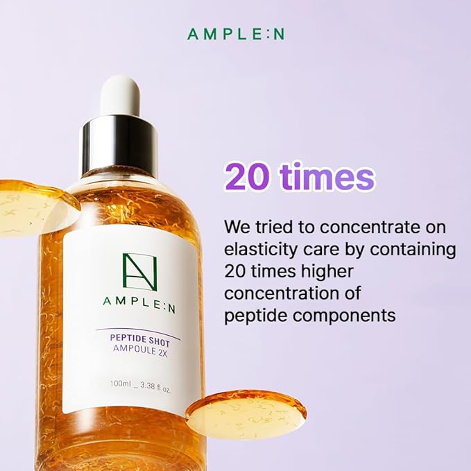 AMPLE:N Peptide Shot 2X Ampoule β Intensive Age Defying Concentrate Face Serum with Peptide Threads β Erasing Wrinkles and Improve Firmness β Lifting Sagging Skin β Plump, Repairs Skin, 3.38 fl.oz.