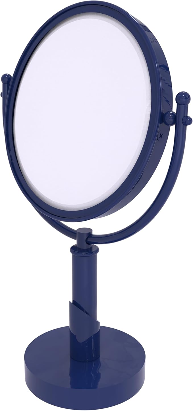Allied Brass SH-4/2X-MBL Soho Collection 8 Inch Vanity Top Make-Up Mirror 2X Magnification, Mediterranean Blue