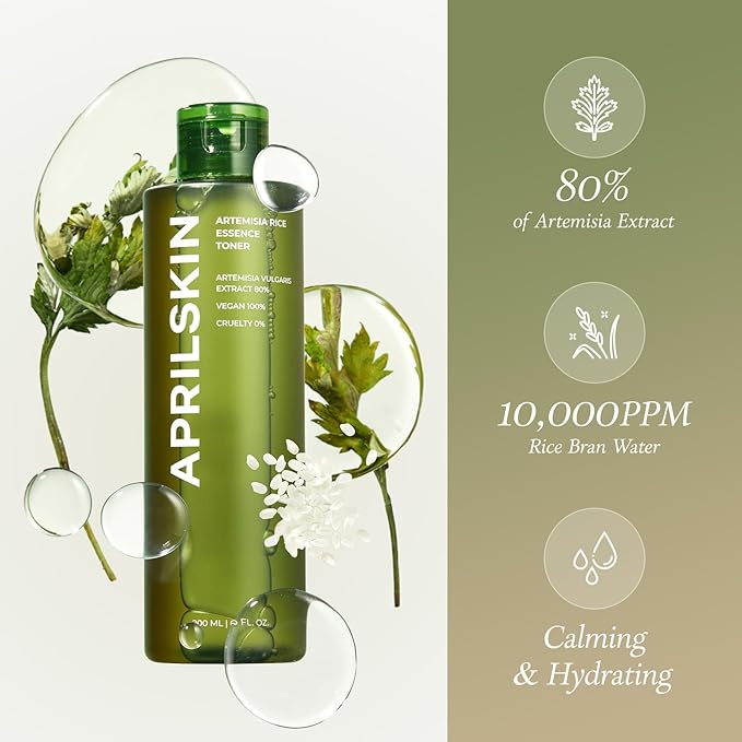 APRILSKIN Calm & Hydrate Duo - Artemisia Korean Rice Toner & Artemisia Squalane Hydra Gel Cream, Soothing Care and Deep Hydration for Balanced, Radiant Skin