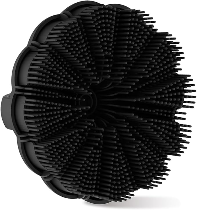 Silicone Body Scrubber Shower Brush, Exfoliating Body Wash Scrubbers for All Skin Types, Ergonomic No-Slip Handle, Body Brush for Showering (Black)