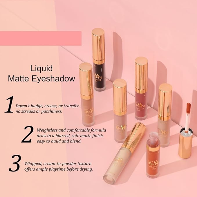MAEPEOR Matte Liquid Eyeshadow 8 Colors Naked Smooth Creamy Eyeshadow Long Lasting and Waterproof Lightweight Cream Eye Shadow (P07 Spruce)