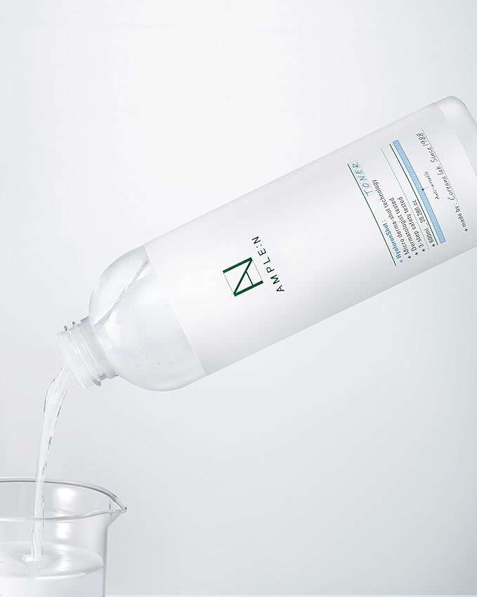 Ample:N Hyaluron Shot Toner β Korean Hyaluronic Acid and Ceramide Hydrating Face Toner - Moisturizing Essence for Minimizing Wrinkles β Dewy Healthy Glow Skin Booster for Dry Skin, 20.3 fl.oz.