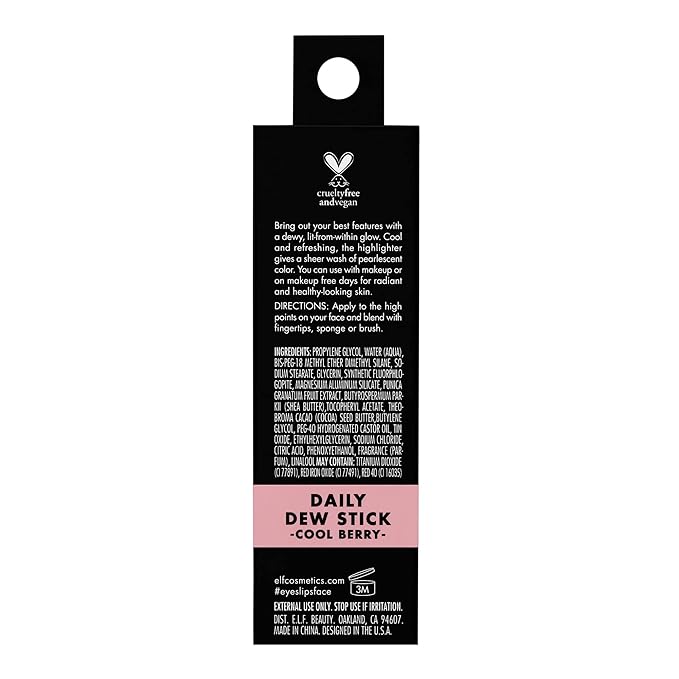e.l.f. Daily Dew Stick, Cooling Highlighter Stick For Dewy Skin, Gives Your Complexion A Radiant Glow, Vegan & Cruelty-Free, Cool Berry