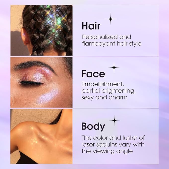 Body Glitter Gel,Face Hair Nails Eye Glitter Makeup, Sequins Shimmer Liquid Eyeshadow Long Lasting Sparkling,Festival Art Party Halloween Glitter Gel(L06)