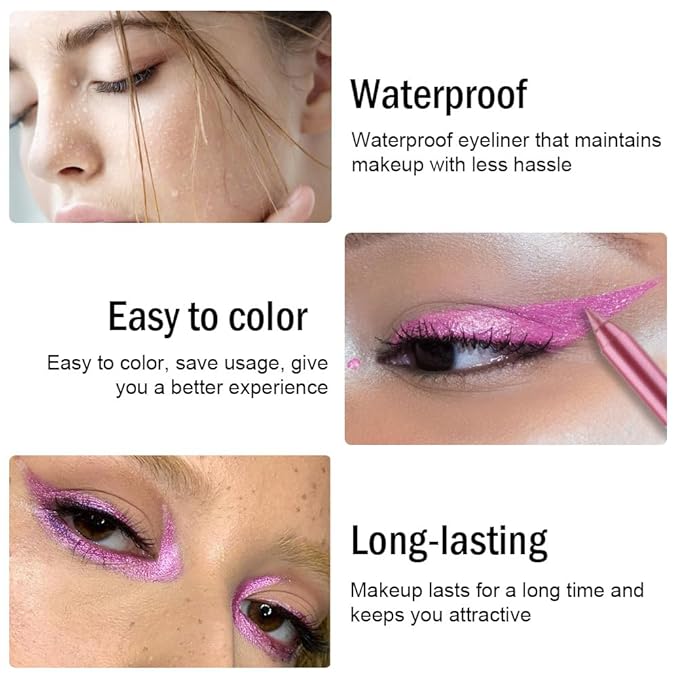 Kaely Gel Eyeliner Pencil for Women, Pearl Pink Eye Liner Waterproof Smudge Proof with Sharpener, Waterline Eye Makeup Liners, delineador de ojos contra el agua, Vegan & Cruelty-Free, 03