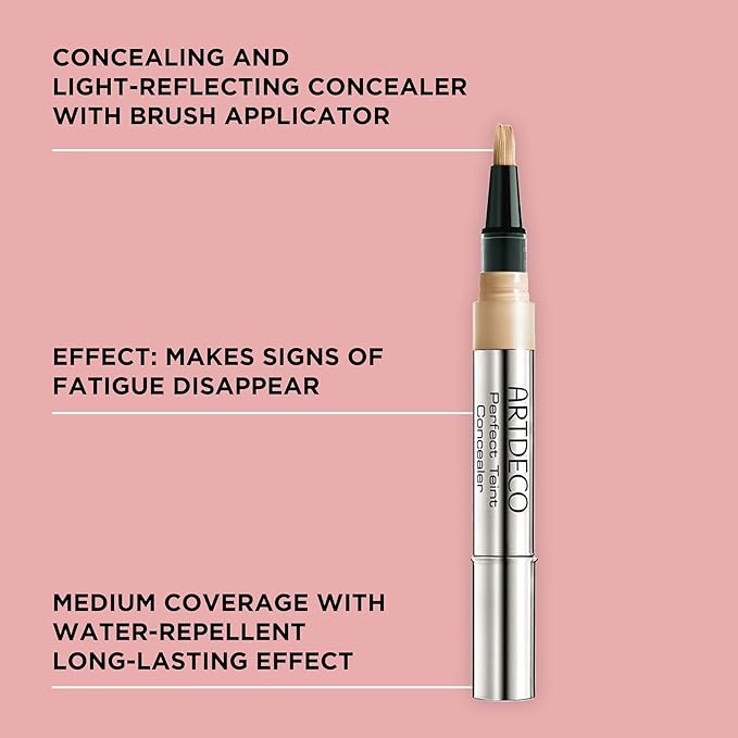 ARTDECO Perfect Teint Concealer - Ivory N°09 - Light-Reflecting Concealer with Brush Applicator - No Signs of Tiredness - Medium Coverage - Water-Resistant - Long Lasting - Makeup - 0.07 Fl Oz