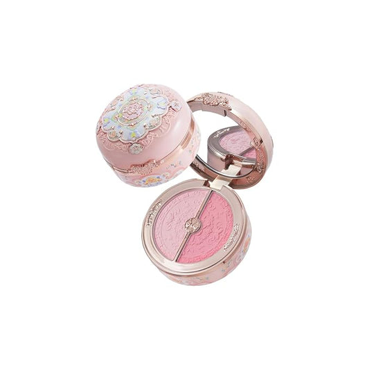 Flower Knows Butterfly Cloud Collar Rouge Box Highlighting & Blush Duo Powder,Blue+Pink Matte Finish Blush & Highlighter Palette,Buildable & Blendable Makeup Blush for cheeks(03 Pastel Lotus)