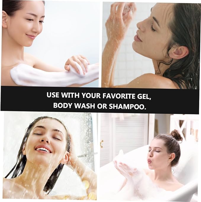 3pcs Bath Sponge Brush Handle Exfoliating Scrubber for Shower Mesh Pouf Back Brush for Men and Women for Easy Cleaning of Hard Reach Areas Travel-Friendly and