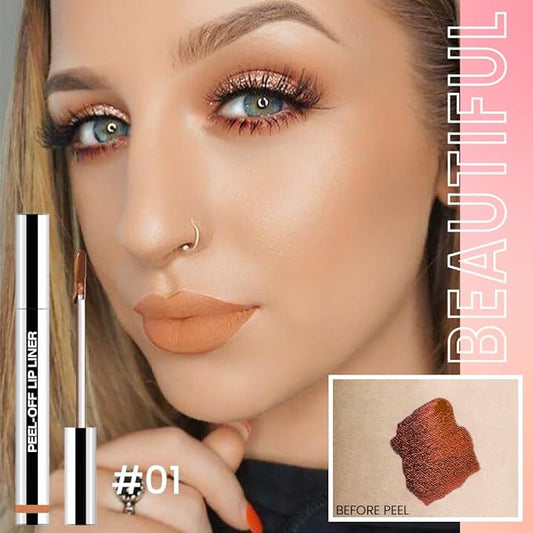 Matte Lip Gloss Stain-Peel Off Lip Liner Tattoo, Orange Brown Lip TintοΌLong Lasting Peel Off Lip Stain, Waterproof Transfer-proof Lip Mask Lip Liner Peel Off Lip Gloss,Stayn Lip Makeup. #01