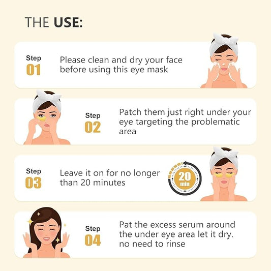 30 Pairs 24K Gold Under Eye Patches Face Masks Dark Circles Puffy Eye Bags Collagen Skincare Spa Trip Eye Mask Gift