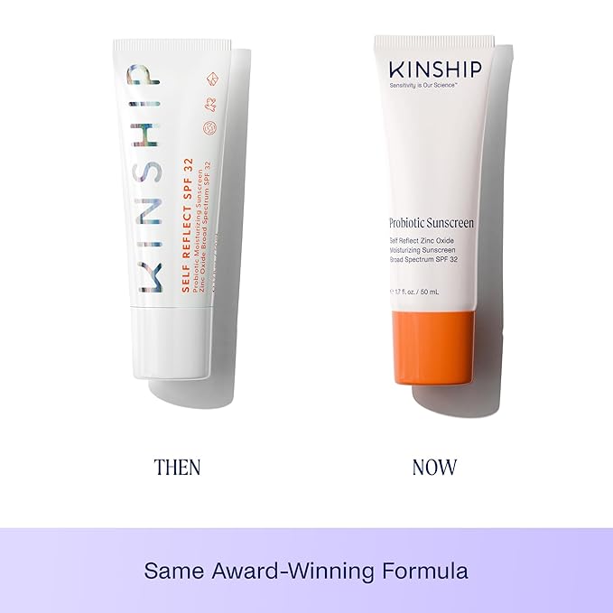 Kinship Zinc Oxide Mineral Facial Sunscreen Self Reflect SPF 32 for Sensitive Skin - Vegan - Clean & Reef Safe Sunblock for Face & Body (1.75 oz)