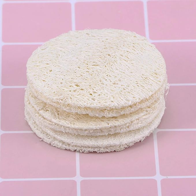 Frcolor 50 Pcs Loofah Face Pads Exfoliating Loofah Sponges Makeup Remover Reusable Soft Facial Skin Care Scrub Wash Pads