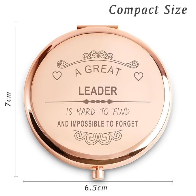 Leader Gifts for Women, Appreciation Gifts for Leader Boss, Personalized Compact Mirror for Retirement Leaving Going Away Farewell Goodbye