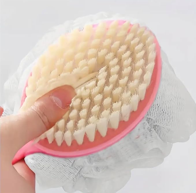 Double Sided Bath/Shower Brush, Two in One Long Handle Brush, Soft Bristle Massage Brush, Body Brush, 2 PCS (Blue+Pink)