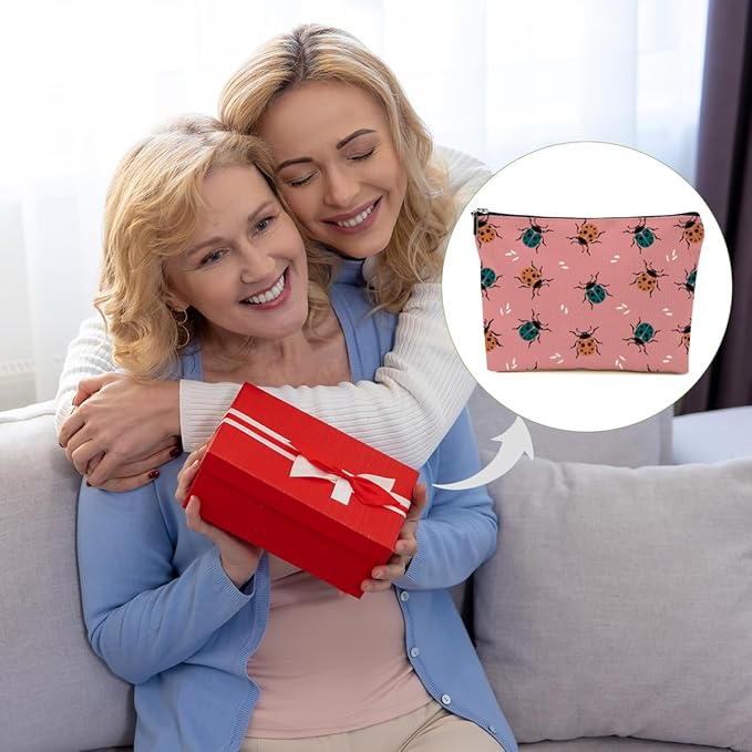 Beetle Insect Makeup Bag Insect Lovers Gifts Cosmetic Bag Beetle Themed Gifts for Women Girls Friend Daughter Entomologist Gift Travel Organizer Zipper Pouch Graduation Birthday Friendship Gifts