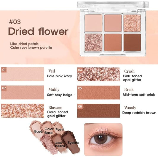BBIA Ready To Wear Eye Palette - Ultimate Eyeshadow Palette Blendable & Buildable Shade Soft Texture Shimmer Finish Gorgeous Pearls Daily Eye Shadow Colors Vegan Korean Eye Makeup (03 DRY FLOWER)