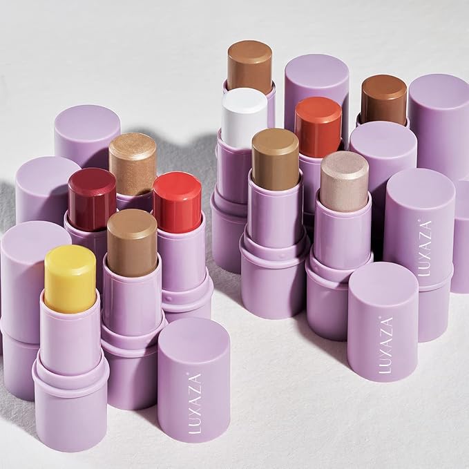 2Pcs Makeup Stick With Highlighter & Bronzer Moisturizer Illuminator For Face Brightens Hydrates And Contouring Pen Moisture Eyes Lips Cheeks #T Dark