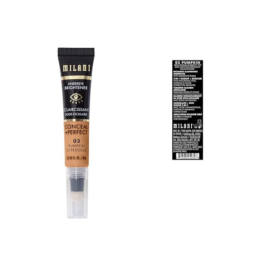 Milani Conceal + Perfect Undereye Brightener for Treating Dark Circles, Face Lift Collection - Pumpkin
