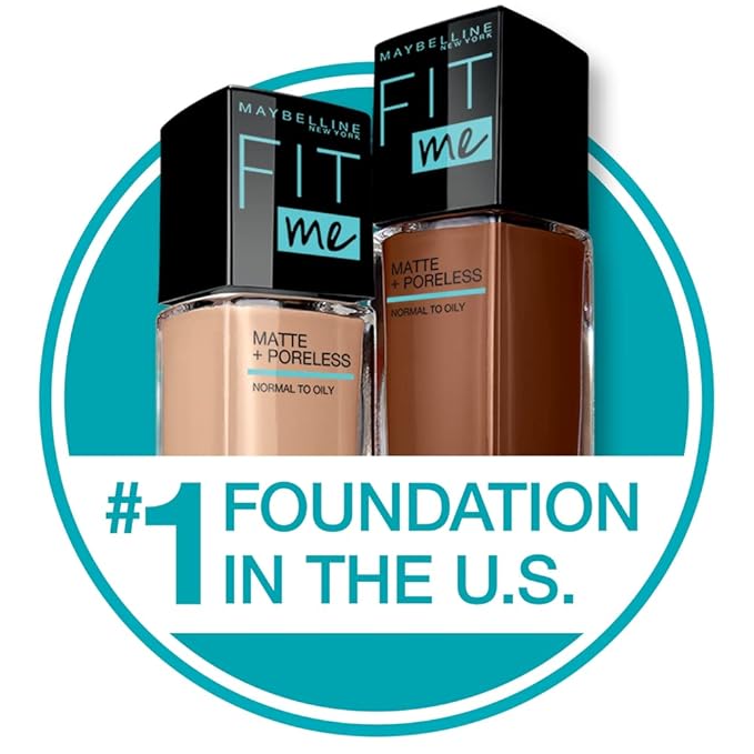 Maybelline Fit Me Matte + Poreless Liquid Foundation + Fit Me Mattifying Primer Makeup Bundle, Includes 1 Foundation in Porcelain and 1 Primer