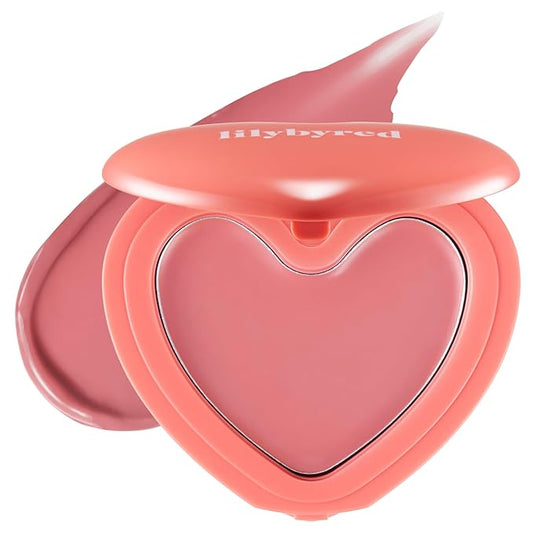lilybyred Luv Beam Cheek Balm | Heart-Shaped Korean Cream Blush, Semi-Matte Finish, Long-Lasting, Blendable & Buildable, Soft Creamy Texture, Lightweight, Natural Flush (03 Mood Rose)