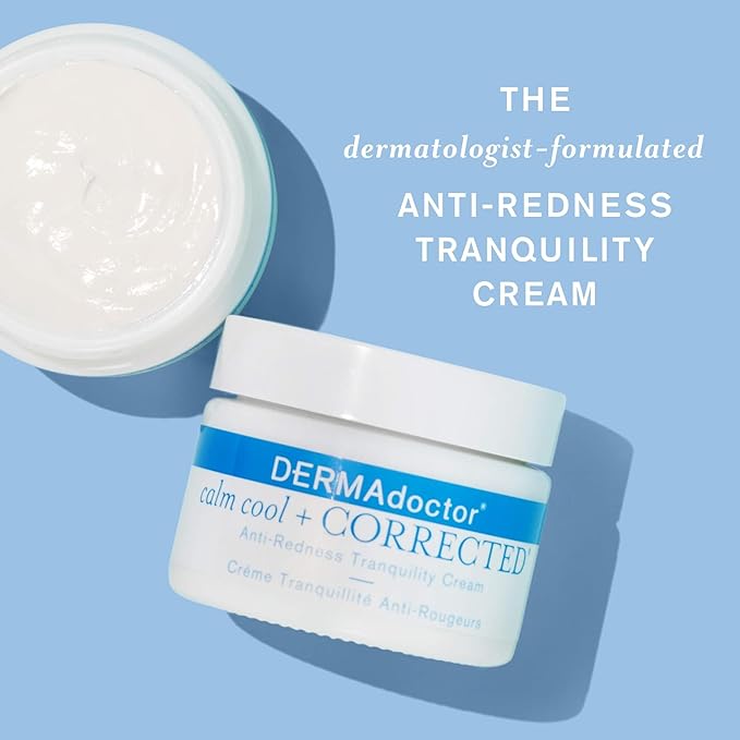 DERMAdoctor Redness & Itchy Skin Relief Calm Cool + Corrected Tranquility Cream for Sensitive Skin | moisturizing face cream Hydration with Squalane & Hyaluronic Acid White Tea Extract β 1.7oz