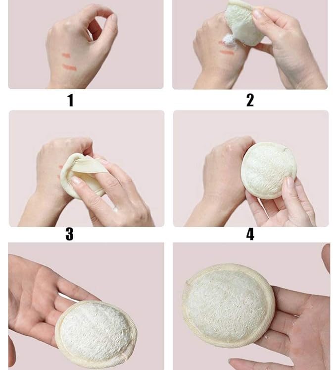Loofah Sponge Exfoliating Facial Cleaning Pads,10 Packs Natural Loofa Face Scrubber Large Cleanser for Men Women Bath Spa Cleansing,3.15 Inches Dia