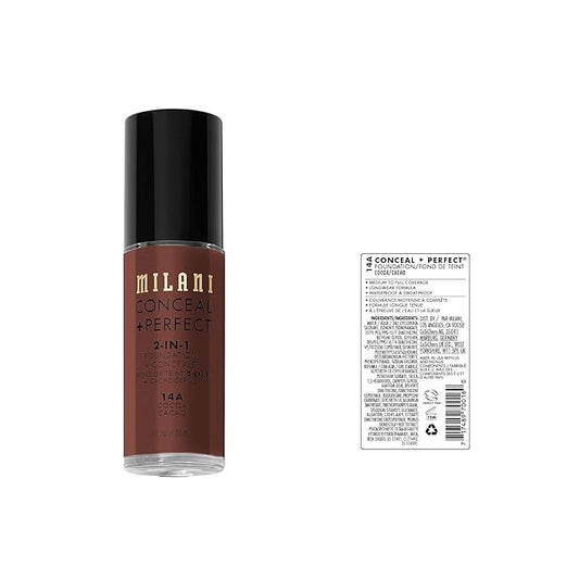 Milani Conceal + Perfect 2-in-1 Foundation + Concealer - Cocoa (1 Fl. Oz.) Cruelty-Free Liquid Foundation - Cover Under-Eye Circles, Blemishes & Skin Discoloration for a Flawless Complexion