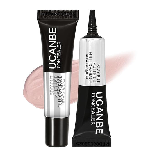 UCANBE Stay-Put Full Coverage Concealer, Long-Wear Waterproof, Under Eye Brightener Concealer, Color Corrector for Dark Circles, Acne, Blemishes, Redness Color Correcting Cream (02 FAIR PINK)
