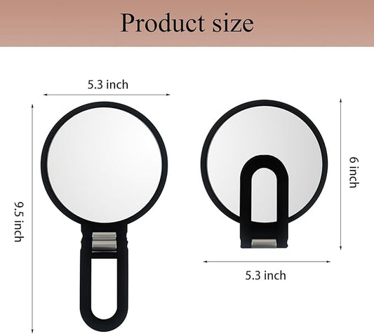 1X/15X Magnifying Folding Makeup Mirror, Black Double Side Handheld Mirror, Tabletop Vanity Mirror with Stand for Precision Makeup
