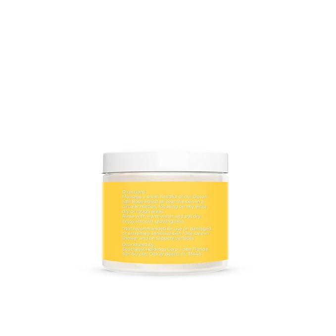Sea Salt Body Scrub by Florida Suncare - Ocean Salt Body Polish Infused with Marine Algae - Exfoliating Face and Body Scrub - Facial Scrub Exfoliator to Tackle Acne (Pineapple, 3.3 oz)