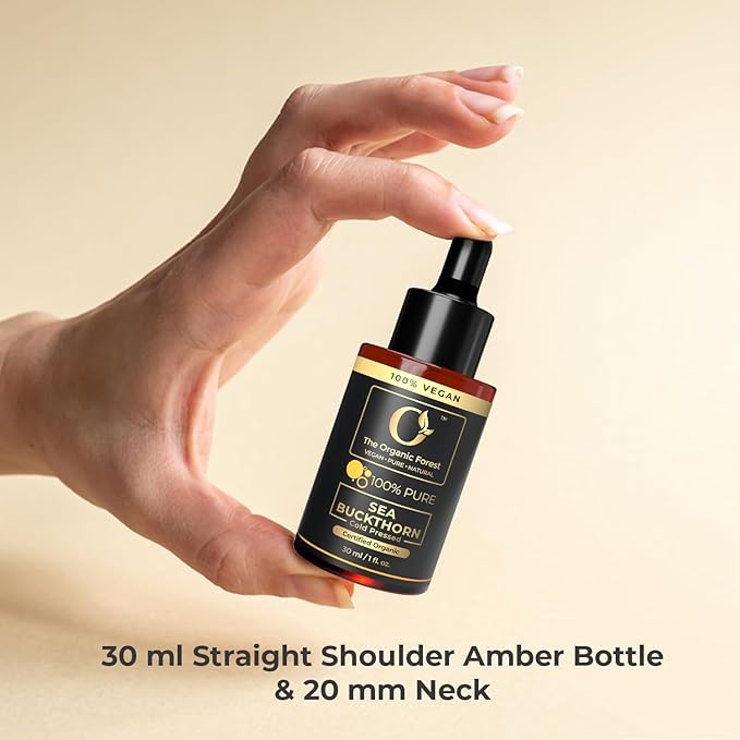 Plant Based Organic Sea Buckthorn Oil - Natural Moisturizer for Radiant Skin, Rich in Omega 7 - Cold Pressed and Pure SeaBuckthorn Oil for Face and Skin | Aceite de Espino Amarillo Organico